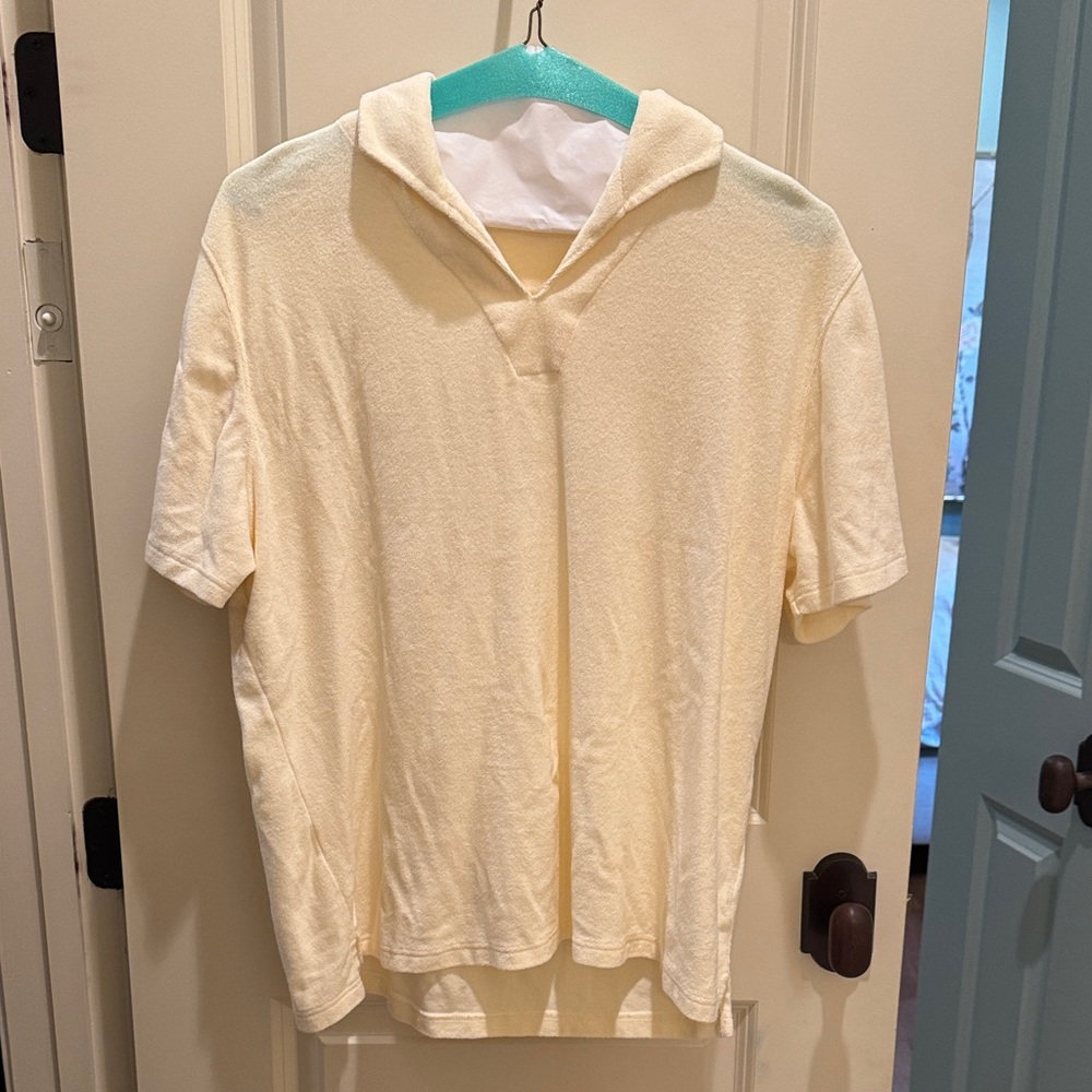 Suit Supply butter yellow terry cloth collared shirt